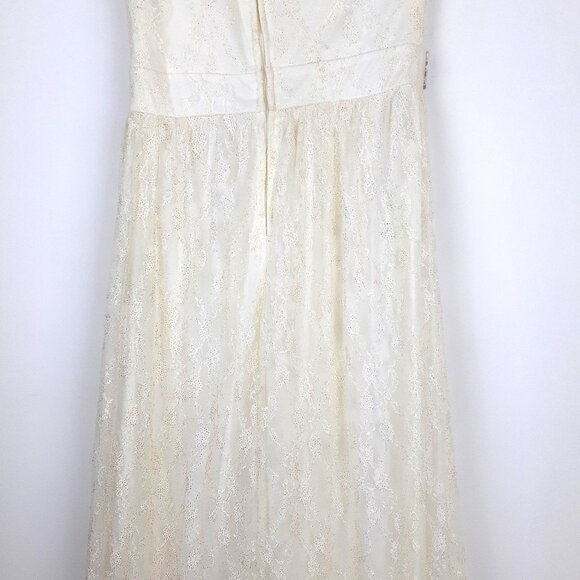 Ivory Lace Gown Size 5. Fairy Greek goddess one shoulder rhinestones prom formal - Picture 11 of 14
